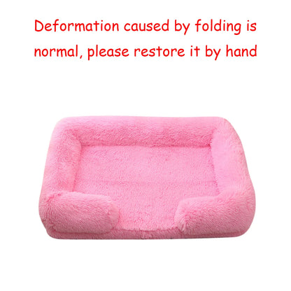 Square Dog Bed Plush Pet Bed Winter Thickened Pad House for Dogs Bed Cat Sofa for Flyffy Dogs Sleeping Bed Sofa Removable Mat